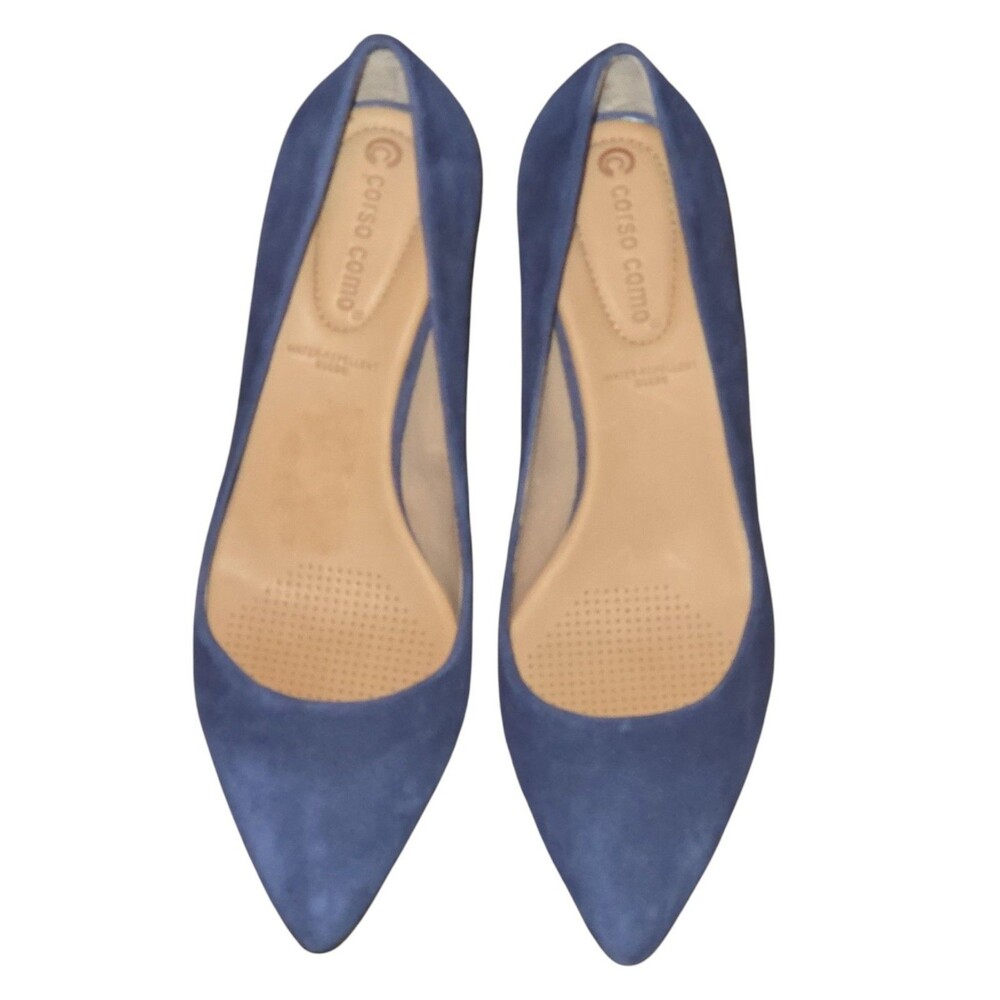 Corso Como Ryanna Blue Water Repellent Suede Block Heel Pumps Comfort 9M